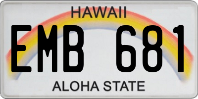 HI license plate EMB681