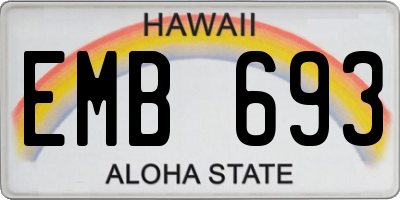 HI license plate EMB693