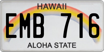 HI license plate EMB716