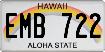 HI license plate EMB722