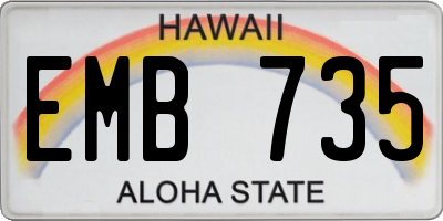 HI license plate EMB735
