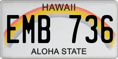 HI license plate EMB736
