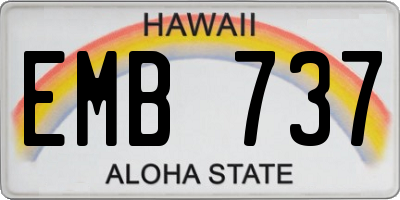 HI license plate EMB737