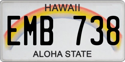 HI license plate EMB738