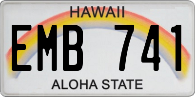HI license plate EMB741