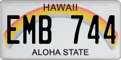 HI license plate EMB744