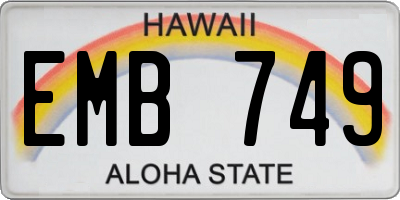 HI license plate EMB749