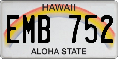 HI license plate EMB752
