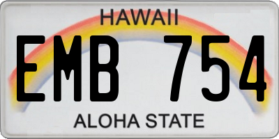 HI license plate EMB754