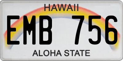 HI license plate EMB756