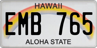 HI license plate EMB765