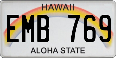 HI license plate EMB769