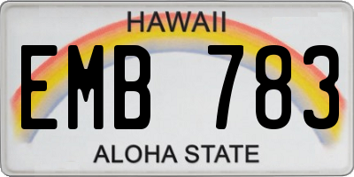 HI license plate EMB783