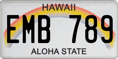 HI license plate EMB789