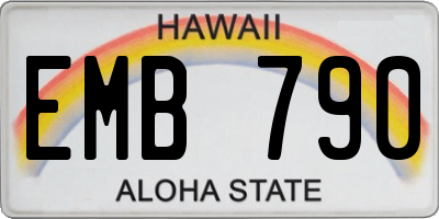 HI license plate EMB790