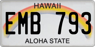 HI license plate EMB793