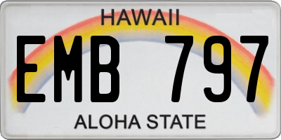 HI license plate EMB797