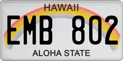 HI license plate EMB802