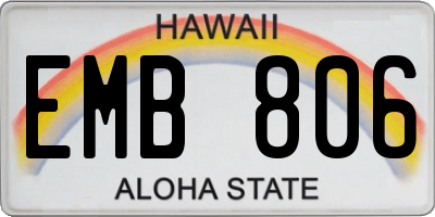 HI license plate EMB806