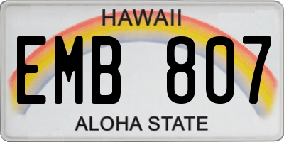HI license plate EMB807
