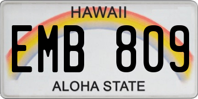 HI license plate EMB809