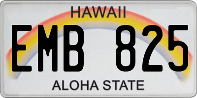 HI license plate EMB825