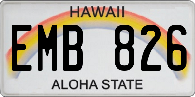 HI license plate EMB826