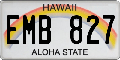 HI license plate EMB827