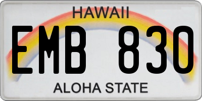HI license plate EMB830