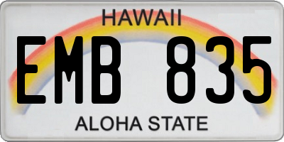 HI license plate EMB835