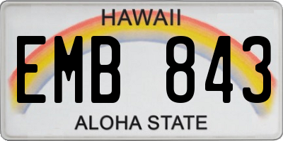 HI license plate EMB843