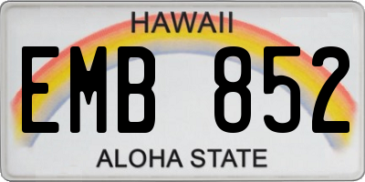 HI license plate EMB852