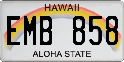 HI license plate EMB858