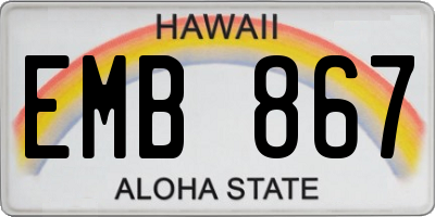 HI license plate EMB867