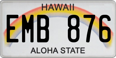 HI license plate EMB876