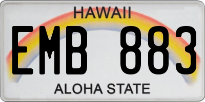 HI license plate EMB883