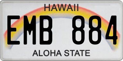 HI license plate EMB884