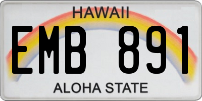 HI license plate EMB891