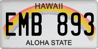 HI license plate EMB893