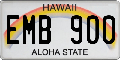 HI license plate EMB900