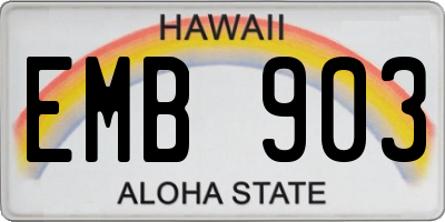 HI license plate EMB903