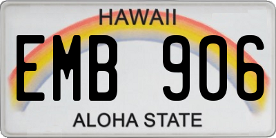 HI license plate EMB906