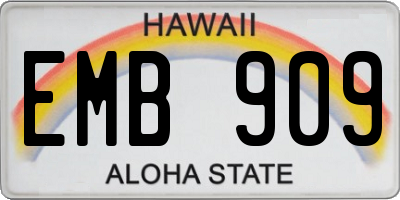 HI license plate EMB909