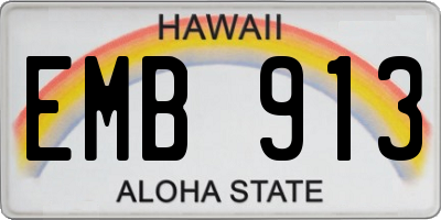 HI license plate EMB913
