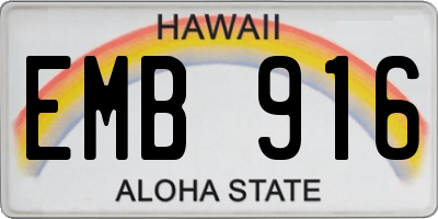 HI license plate EMB916