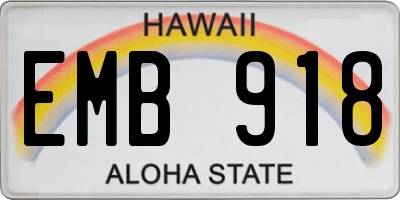 HI license plate EMB918