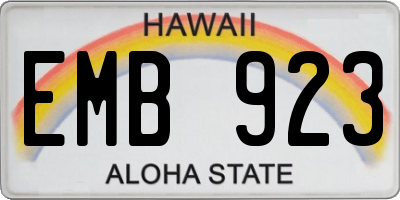 HI license plate EMB923