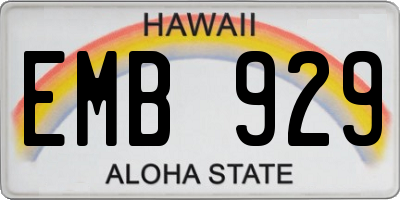 HI license plate EMB929