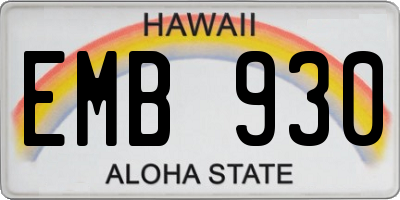 HI license plate EMB930