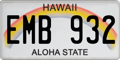 HI license plate EMB932